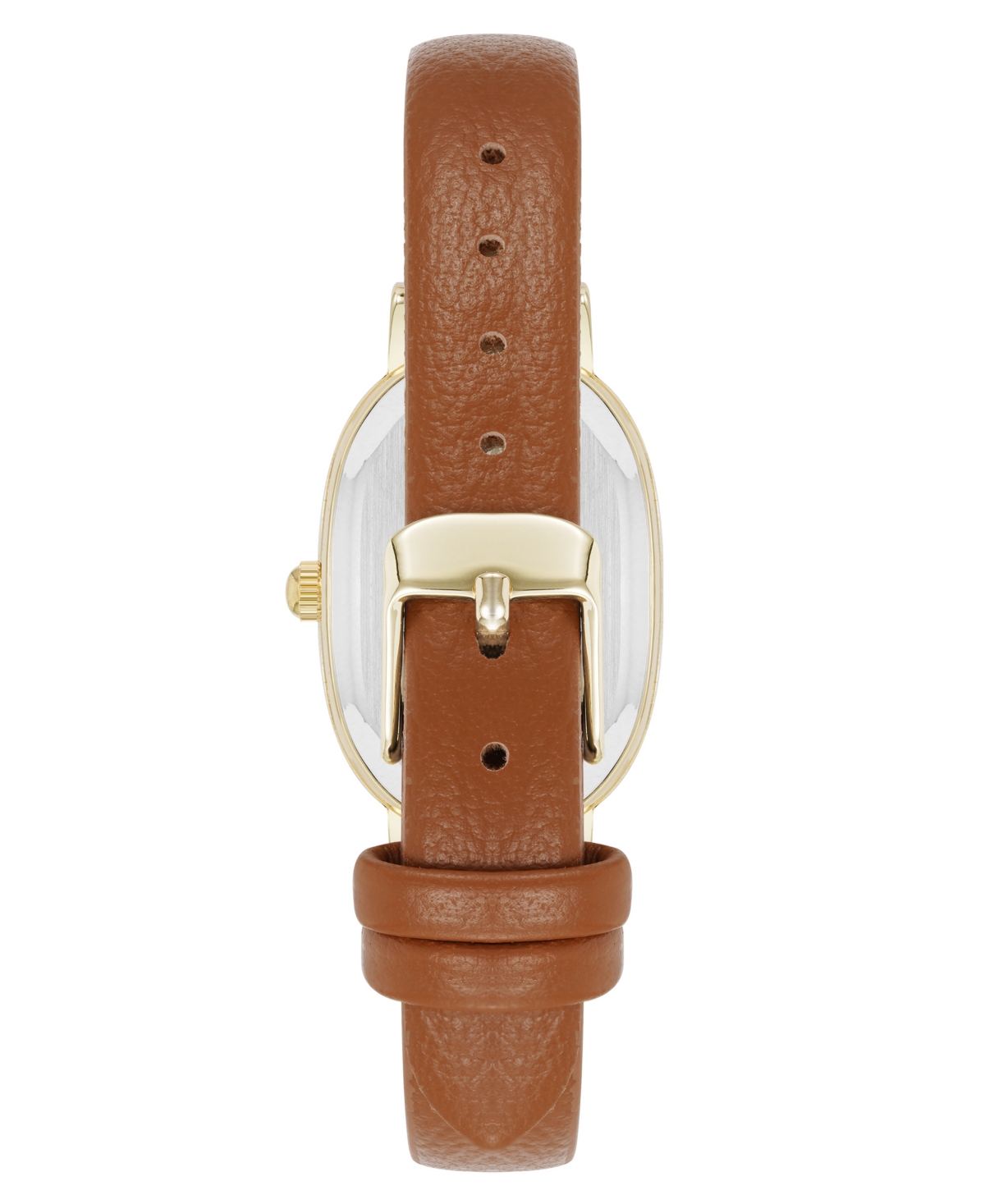 Shop Anne Klein Women's Quartz Oval Brown Polyurethane Leather And Gold-tone Metal Alloy Watch, 23mm In Brown,gold-tone