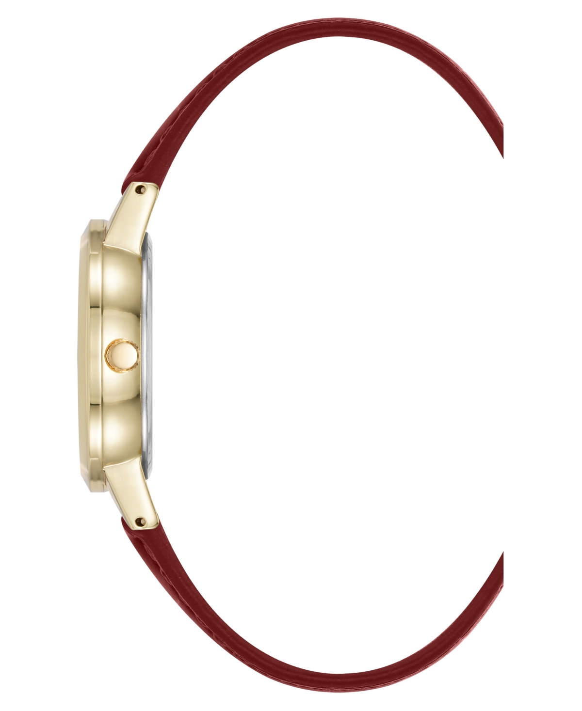 Anne Klein Women's Quartz Casual Red Polyurethane Leather And Gold-tone Metal Alloy Boyfriend Watch, 34mm