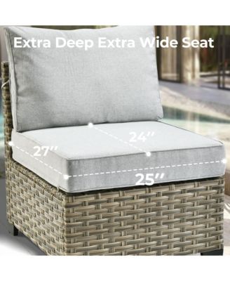 13 Piece Outdoor Patio Furniture Sets with Fire Pit Table,All Weather Wicker Sectional Sofa with Extra Deep Patio Swivel Chairs and Solar Powered Coffee Table for Porch,Garden,Backyard