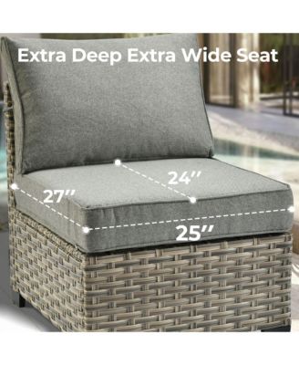 13 Piece Outdoor Patio Furniture Sets with Fire Pit Table,All Weather Wicker Sectional Sofa with Extra Deep Patio Swivel Chairs and Solar Powered Coffee Table for Porch,Garden,Backyard