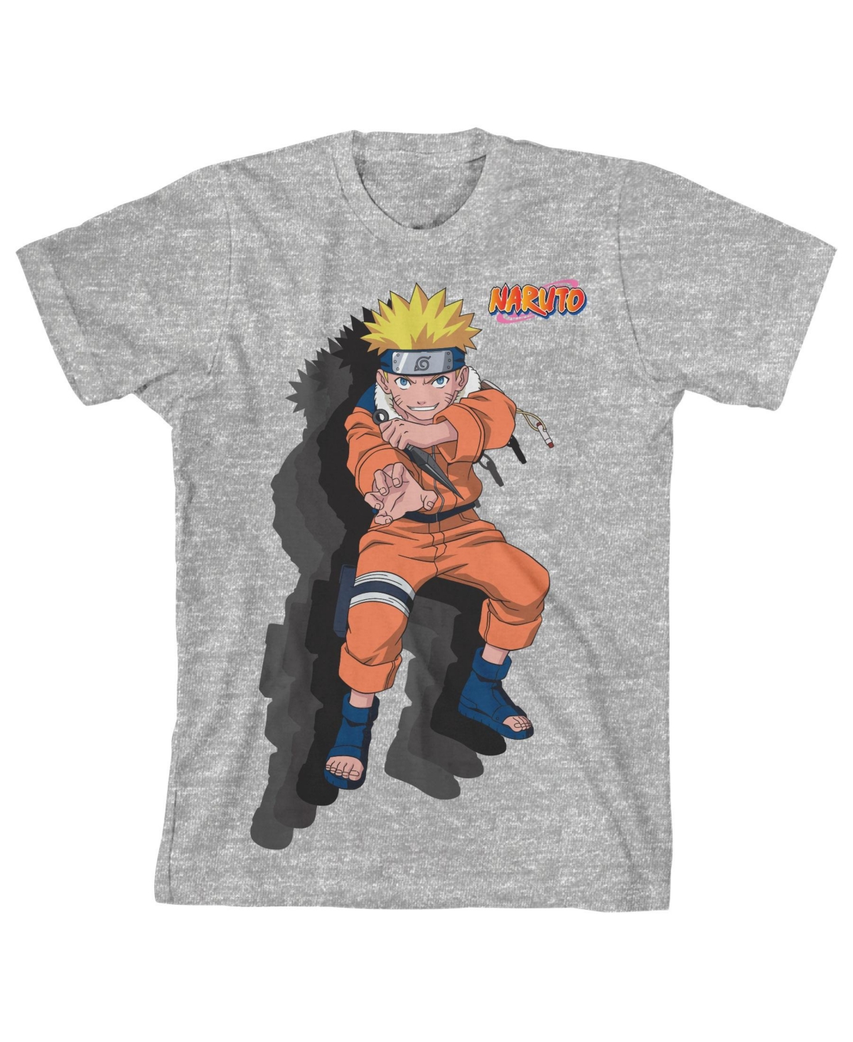 Naruto Boys Shadow Effect Crew Neck Short Sleeve Athletic Heather T-shirt-xl - Gray