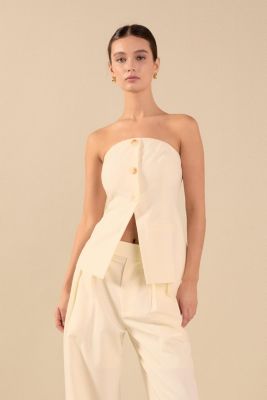 Women's Strapless Buttoned Long Top