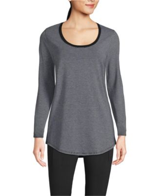 Women's Long Sleeve Power Performance Scoop Neck Curved Hem Tunic Tee
