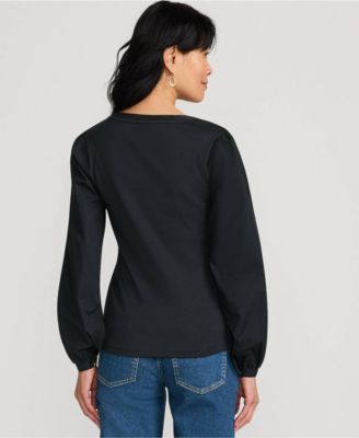 Women's Supima Interlock Scoop Neck Blouson Sleeve Top