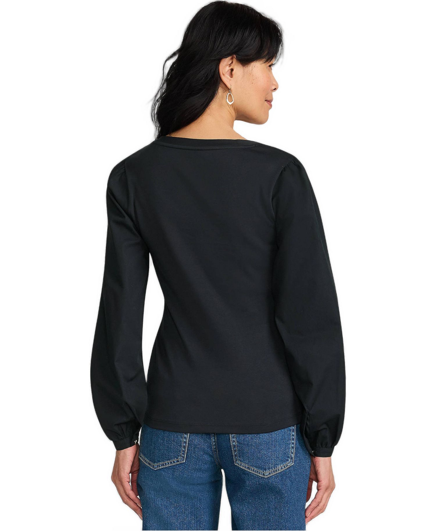 Women's Supima Interlock Scoop Neck Blouson Sleeve Top