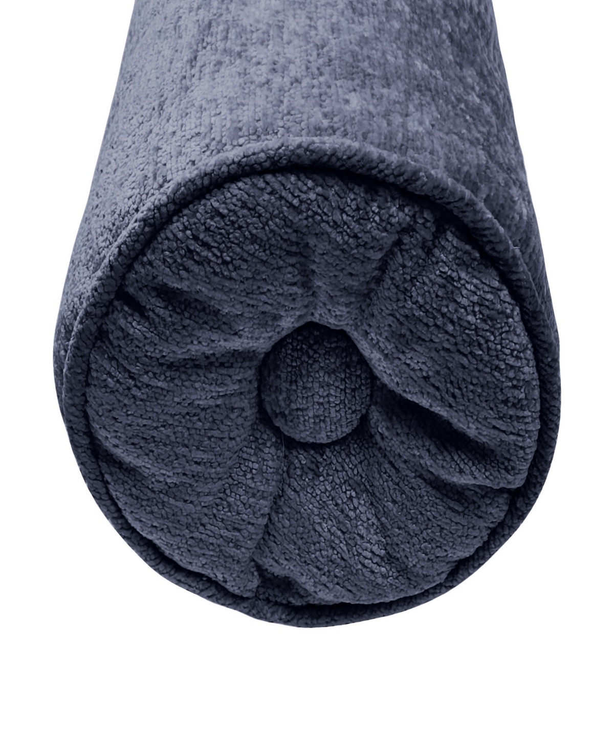 Ediehome Delmonico Chenille Lumbar Neck Roll Decorative Pillow, 7"x18" In Blue