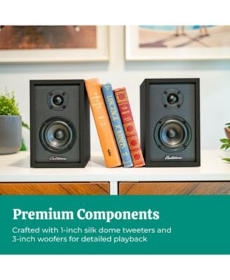 Berkeley 2.0 Stereo Powered Bookshelf Speakers with Built-in Amplifier, 3" Drivers, Bluetooth 5, RCA/Aux