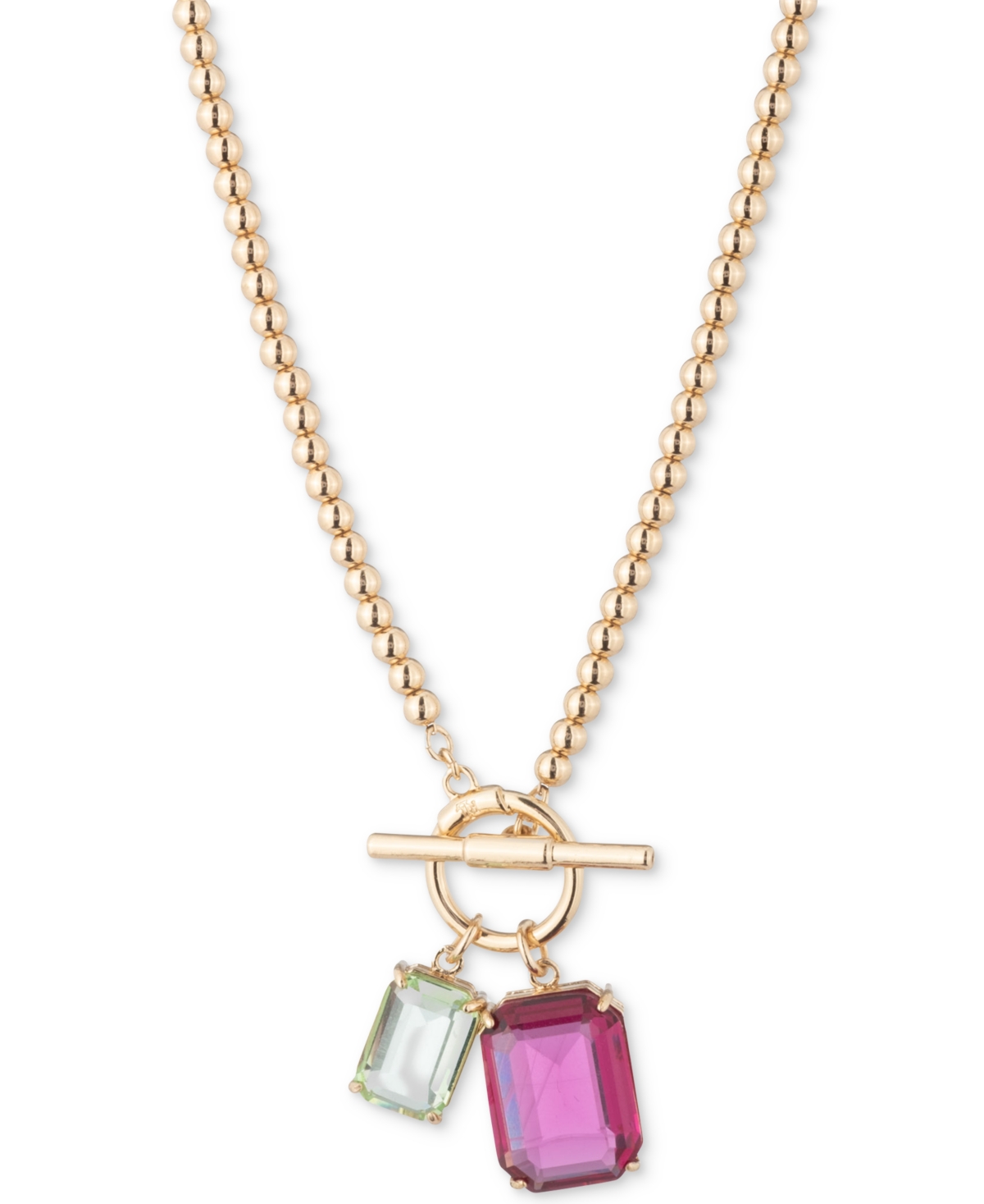 Gold-Tone Crystal & Stone 16" Pendant Necklace - Fuchsia