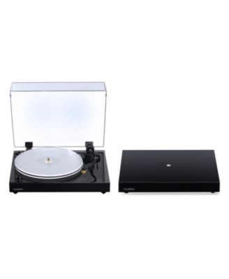 Reference HiFi Turntable Record Player with Nagaoka MP-110 Cartridge and Anti-Vibration Wood Isolation Base