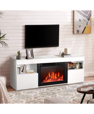Mantel Wooden Surround Free Standing TV Stand Electric Fireplace