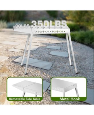 100% Food Grade 304 Stainless Steel BBQ Grill Table fits Tabletop Griddle, Indoor Grill Table with 4 Adjustable Legs, Portable Grill Stand for RV/Camping/Tailgating