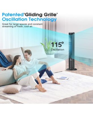 115° Oscillating Modern Tower Fan for Bedroom, 43'' Standing Fan with Remote, 7.5H Timer, 28dB Ultra Quiet Cooling Floor Fan for Home, Office or Bedroom, 3 Speeds & 3 Modes Black Fan