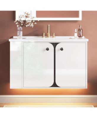 30" Bathroom Vanity with Sink, Floating Bathroom Sink Cabinet
