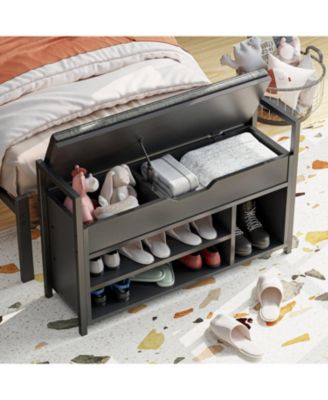 Shoe Storage Bench, Metal and Board Bench for Entryway
