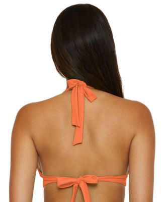 Women's Modern Edge Rib-Knit Halter Bikini Top