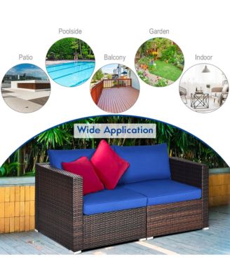 2PCS Patio Rattan Corner Sofa Sectional Furniture