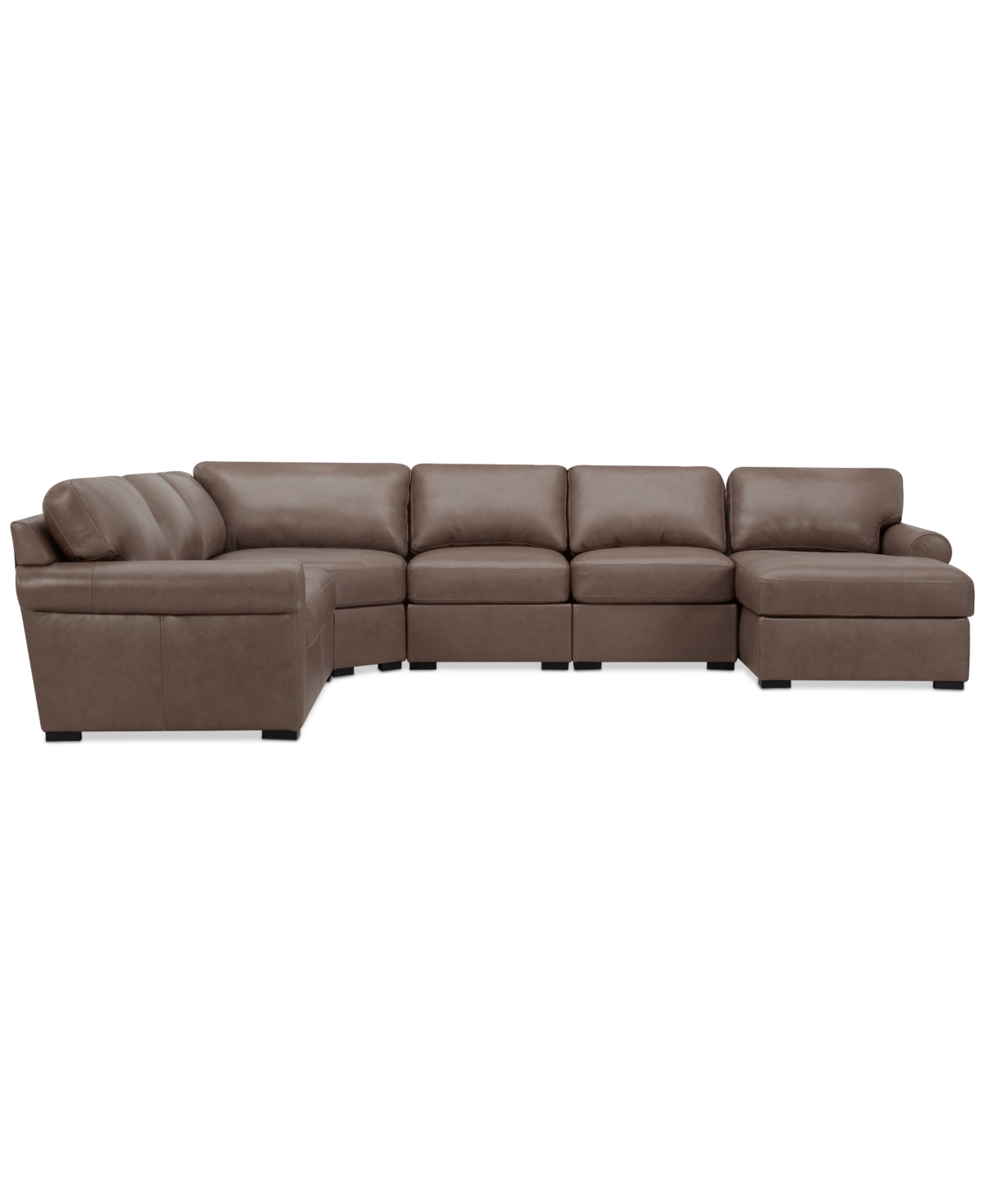 Macy's Radley Roll Arm 145" 6-pc. Leather Wedge Corner Chaise Sectional, Exclusively At