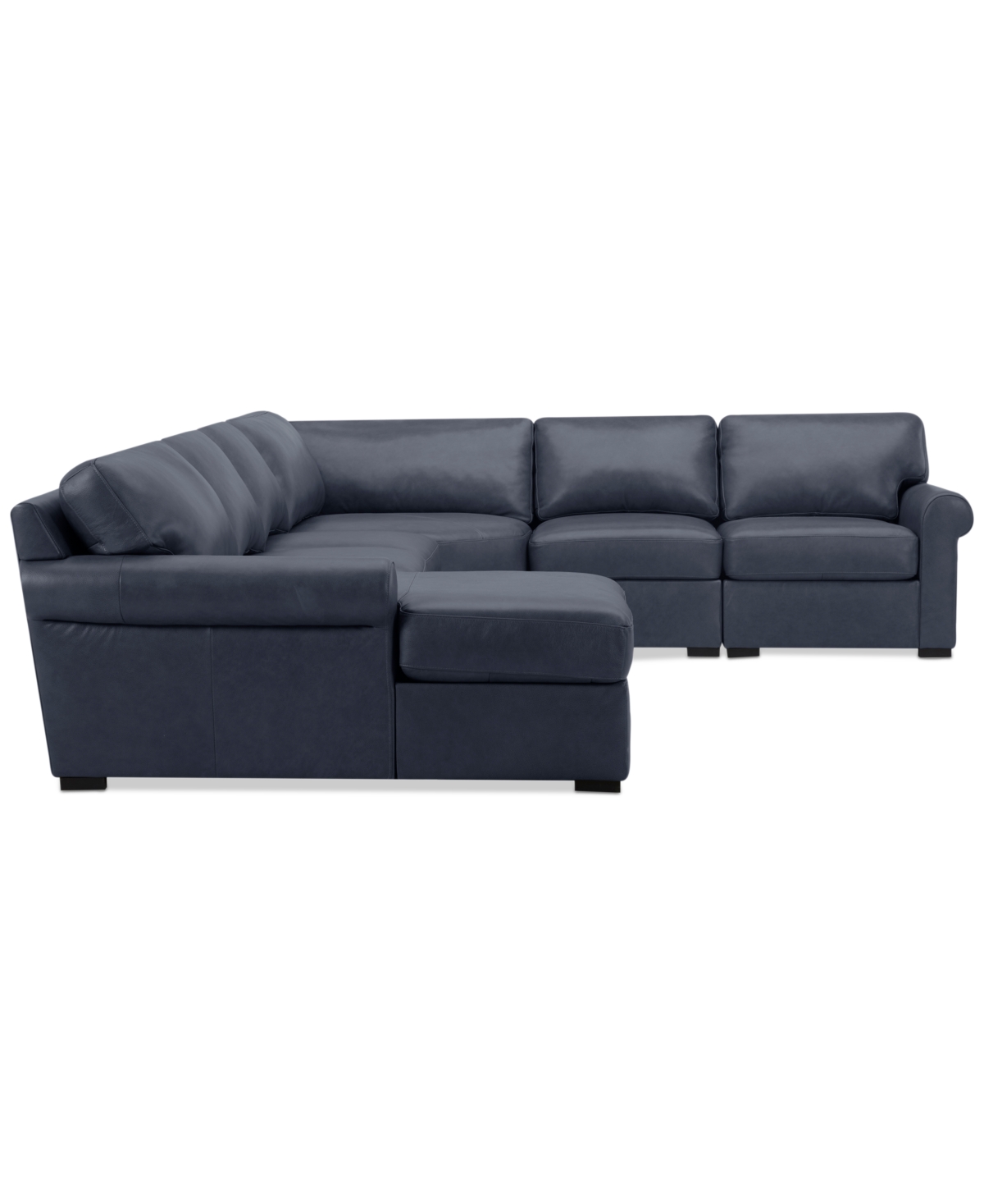 Macy's Radley Roll Arm 145" 6-pc. Leather Wedge Corner Chaise Sectional, Exclusively At
