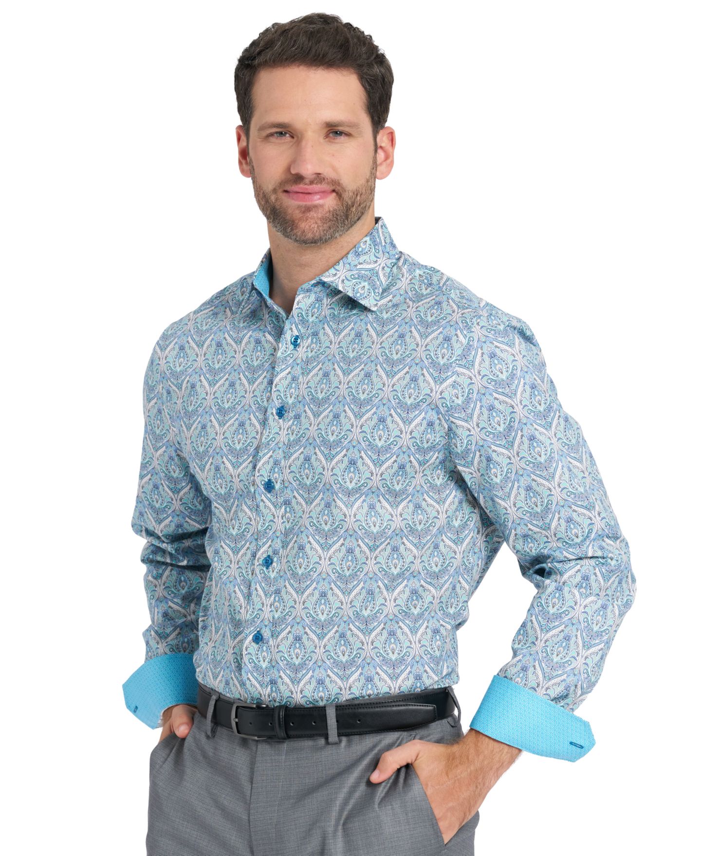 Мужская рубашка Nick Graham Royal Paisley Dress Shirt, цвет: Синий — фото 6