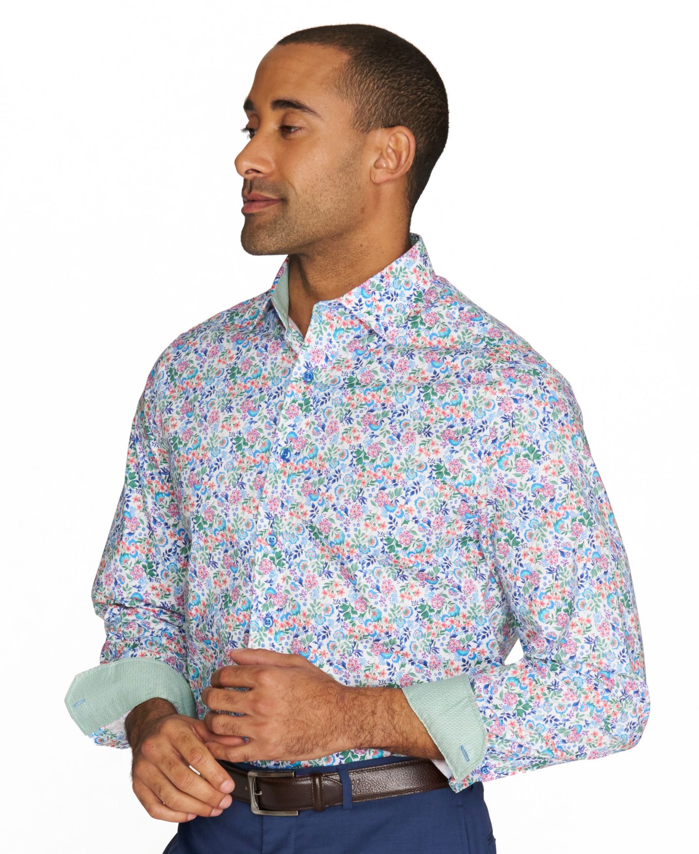 Мужская рубашка Nick Graham Botanical Floral Dress Shirt, цвет: Оранжевый — фото 4