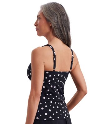 Women's Solid Coral V-Wired Shirred Tankini Swimsuit Top