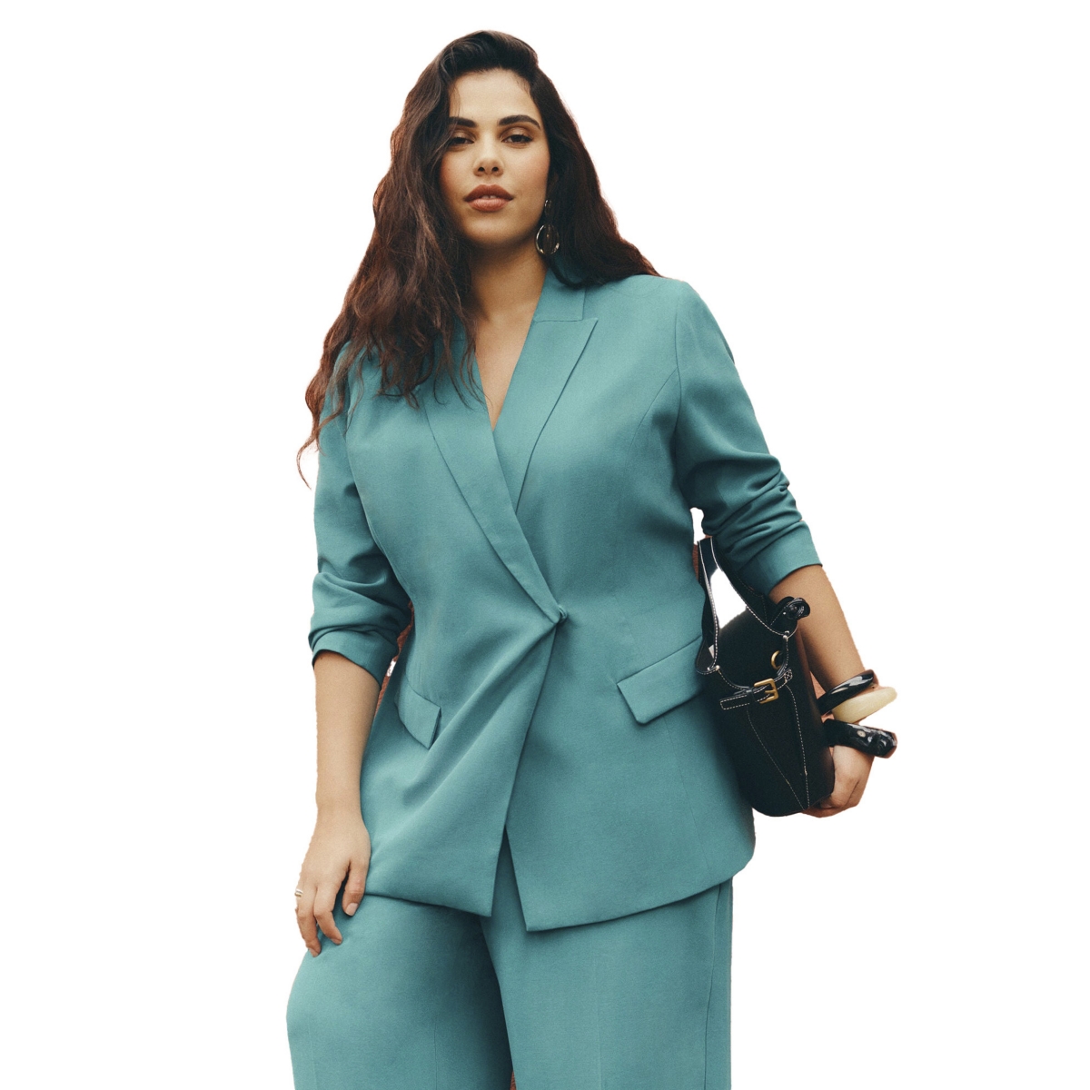Plus Size Tie Waist Soft Suiting Blazer - Bayou