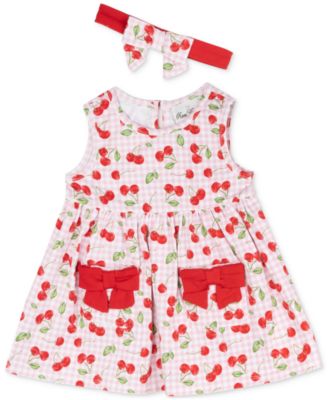 Baby Girls Print Tank Dress with Pockets & Headband, 2 Piece Set