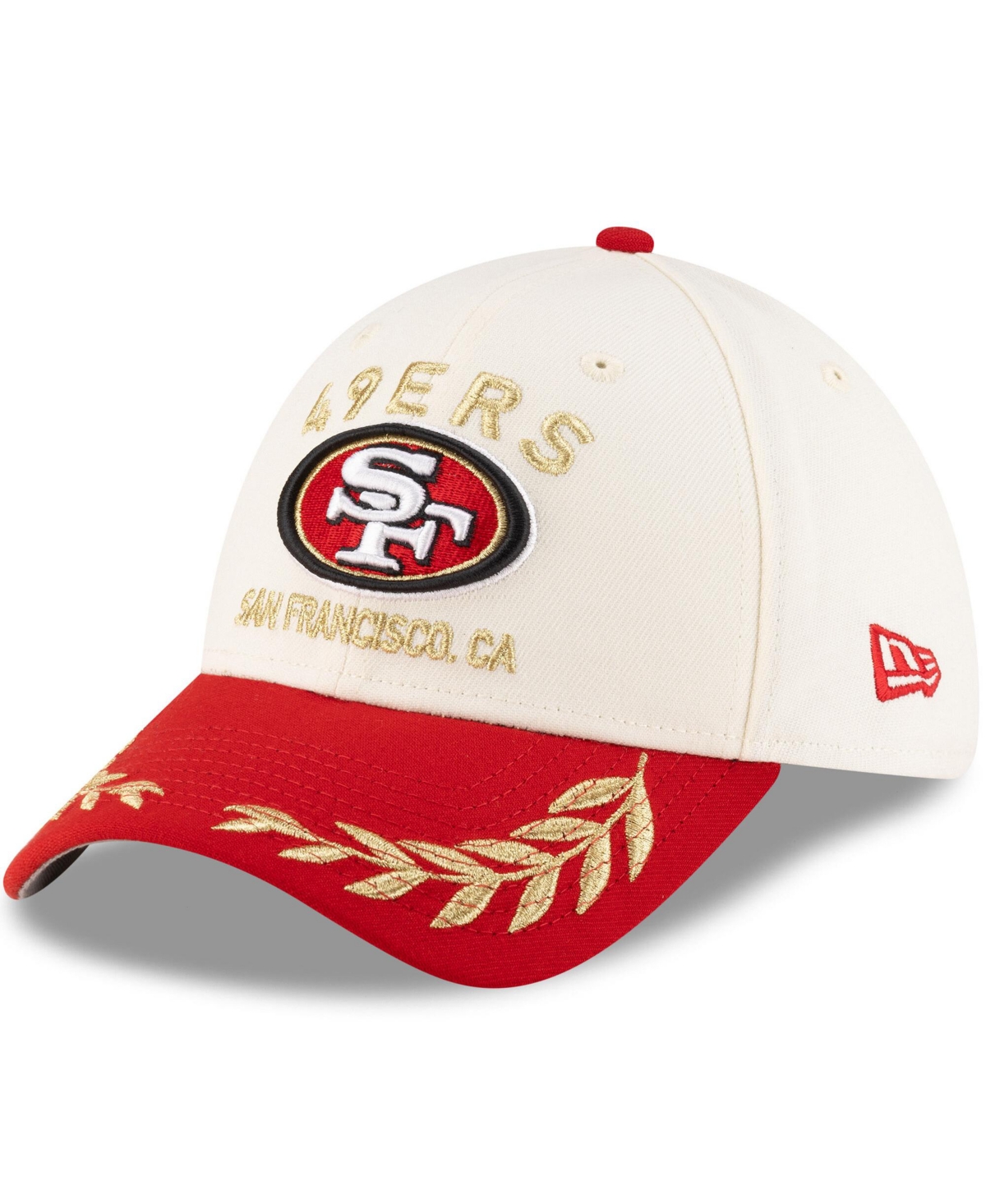 Shop New Era Men's Cream/scarlet San Francisco 49ers 2025 Nfl Draft 39thirty Flex Hat In Cream,scarlet