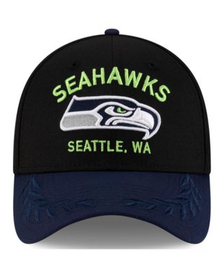 Men's Black/College Navy Seattle Seahawks 2025 NFL Draft 39THIRTY Flex Hat