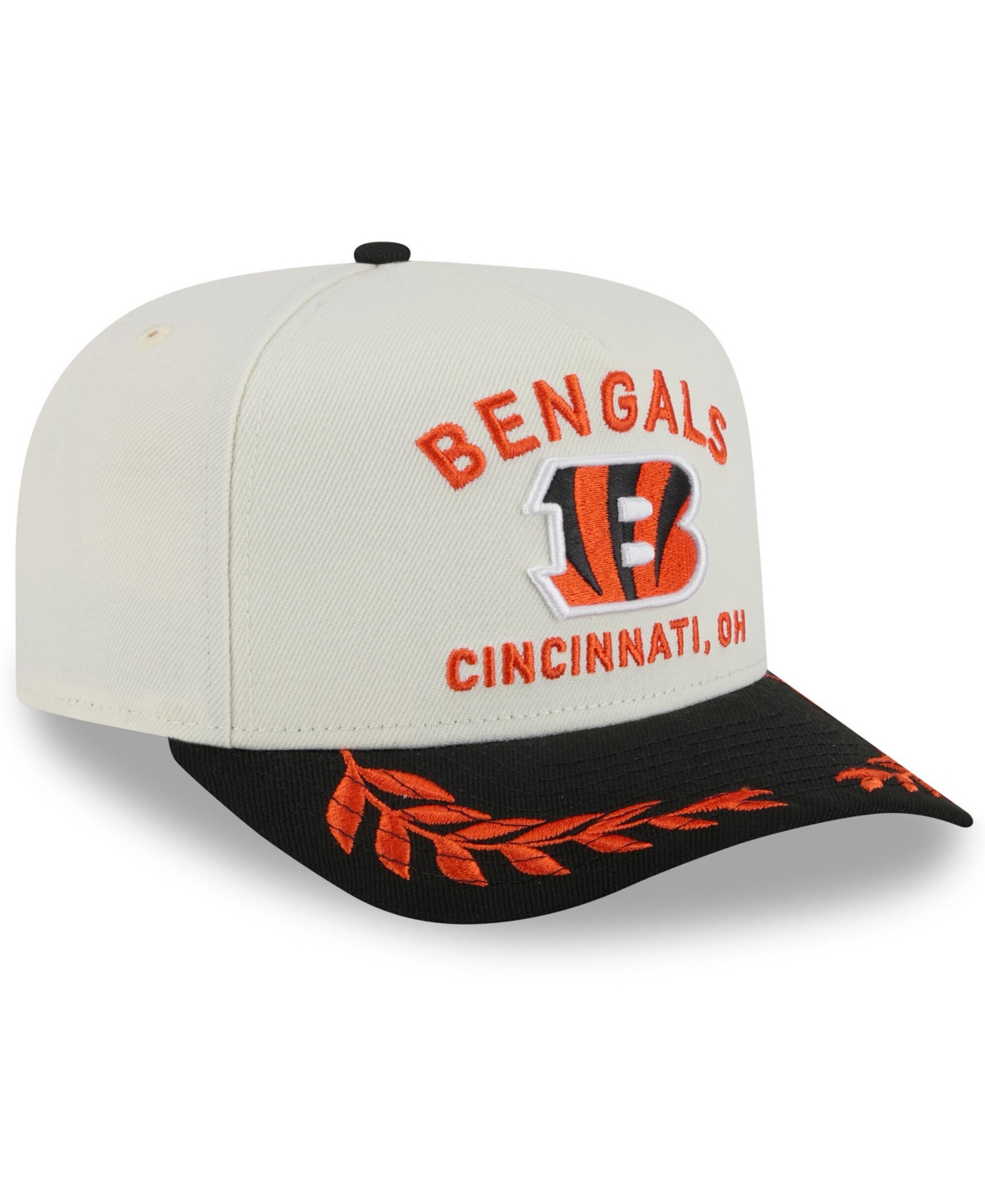 New Era Men's Cream/black Cincinnati Bengals 2025 Nfl Draft A-frame 9fifty Snapback Hat In Cream,black