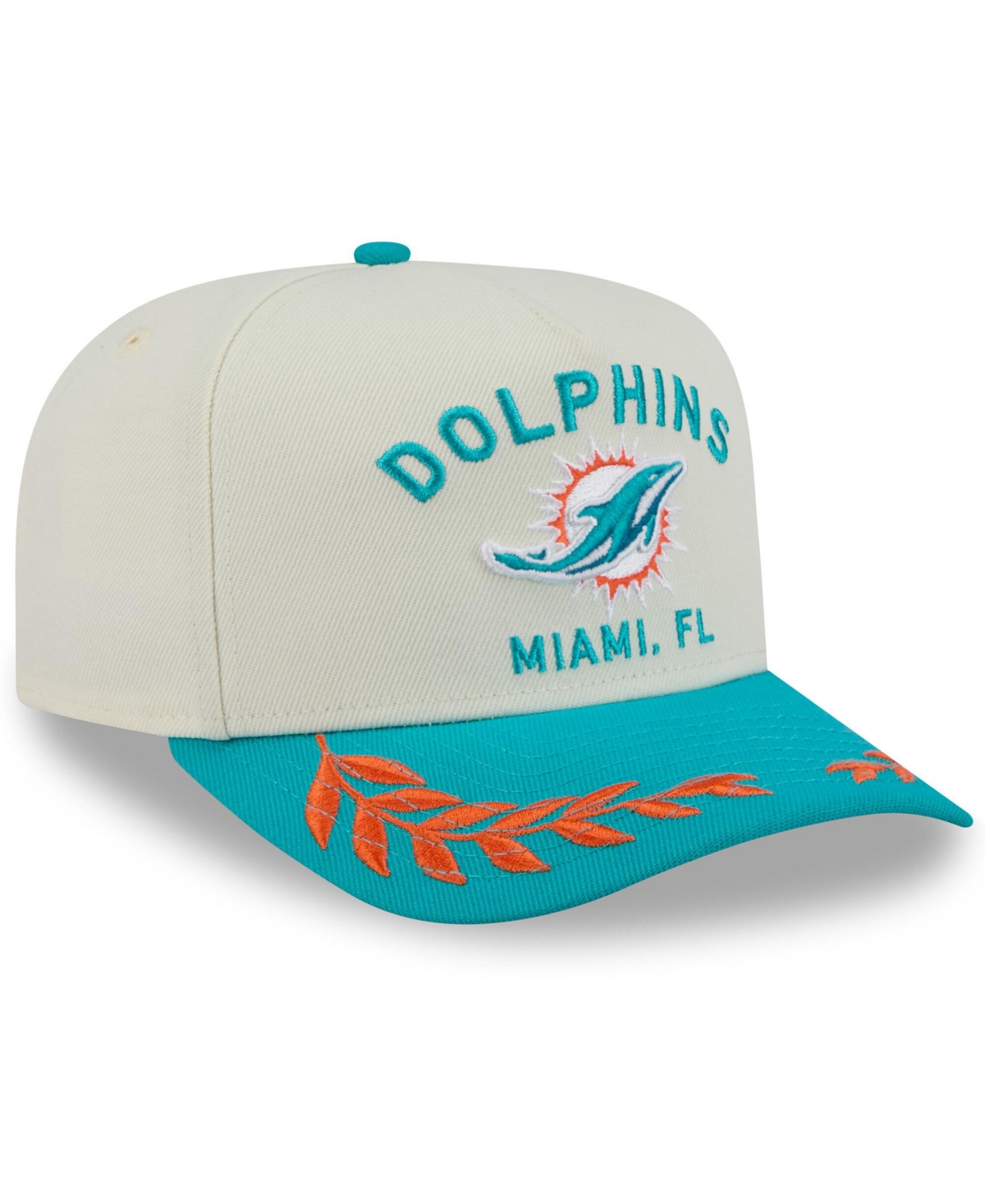 New Era Men's Cream/aqua Miami Dolphins 2025 Nfl Draft A-frame 9fifty Snapback Hat In Cream,aqua