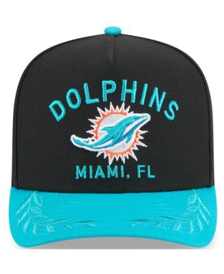 Men's Black/Aqua Miami Dolphins 2025 NFL Draft A-Frame 9FIFTY Snapback Hat