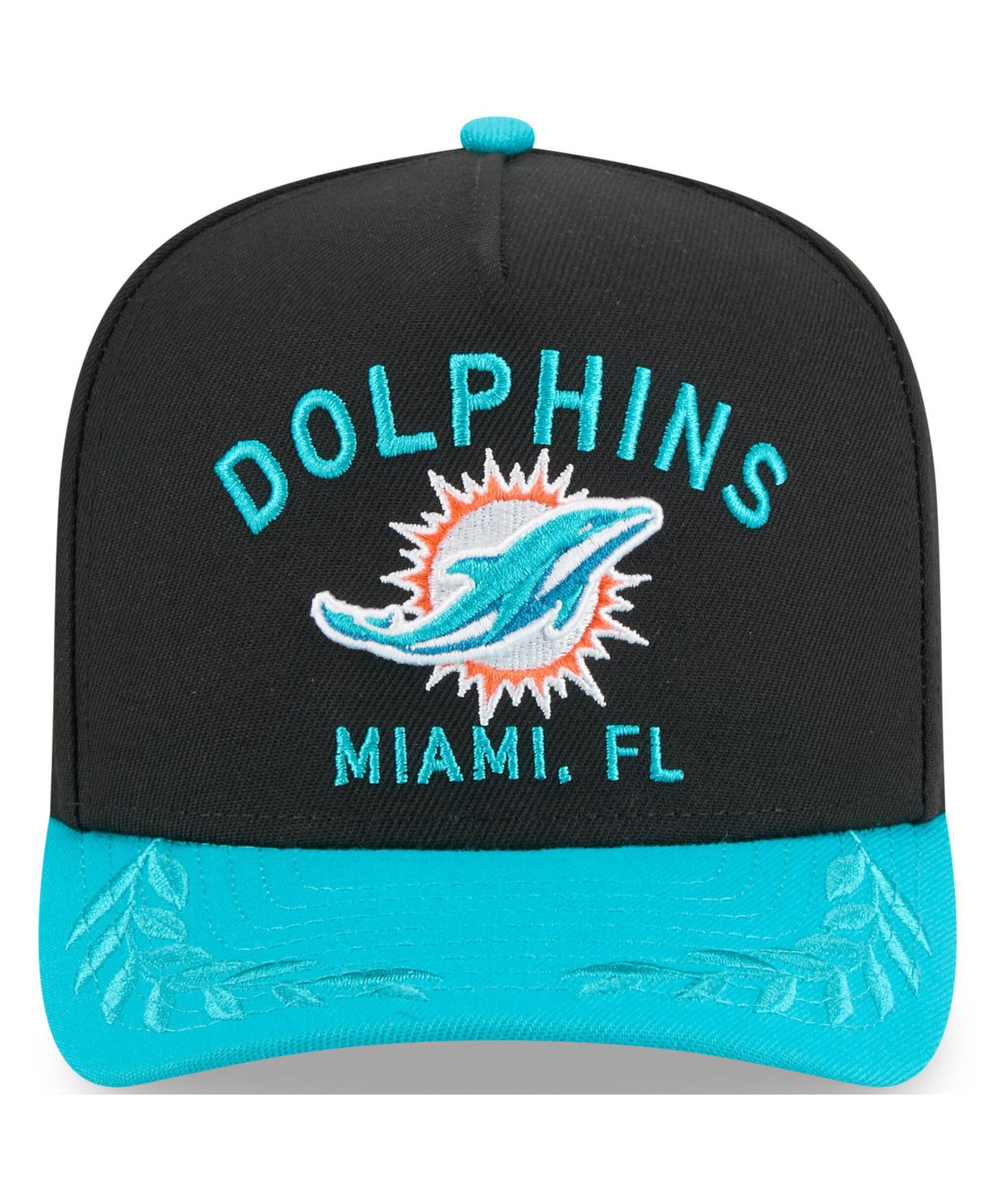 Мужская кепка New Era Black/Aqua Miami Dolphins 2025 NFL Draft A-Frame 9FIFTY Snapback Hat — фото 5