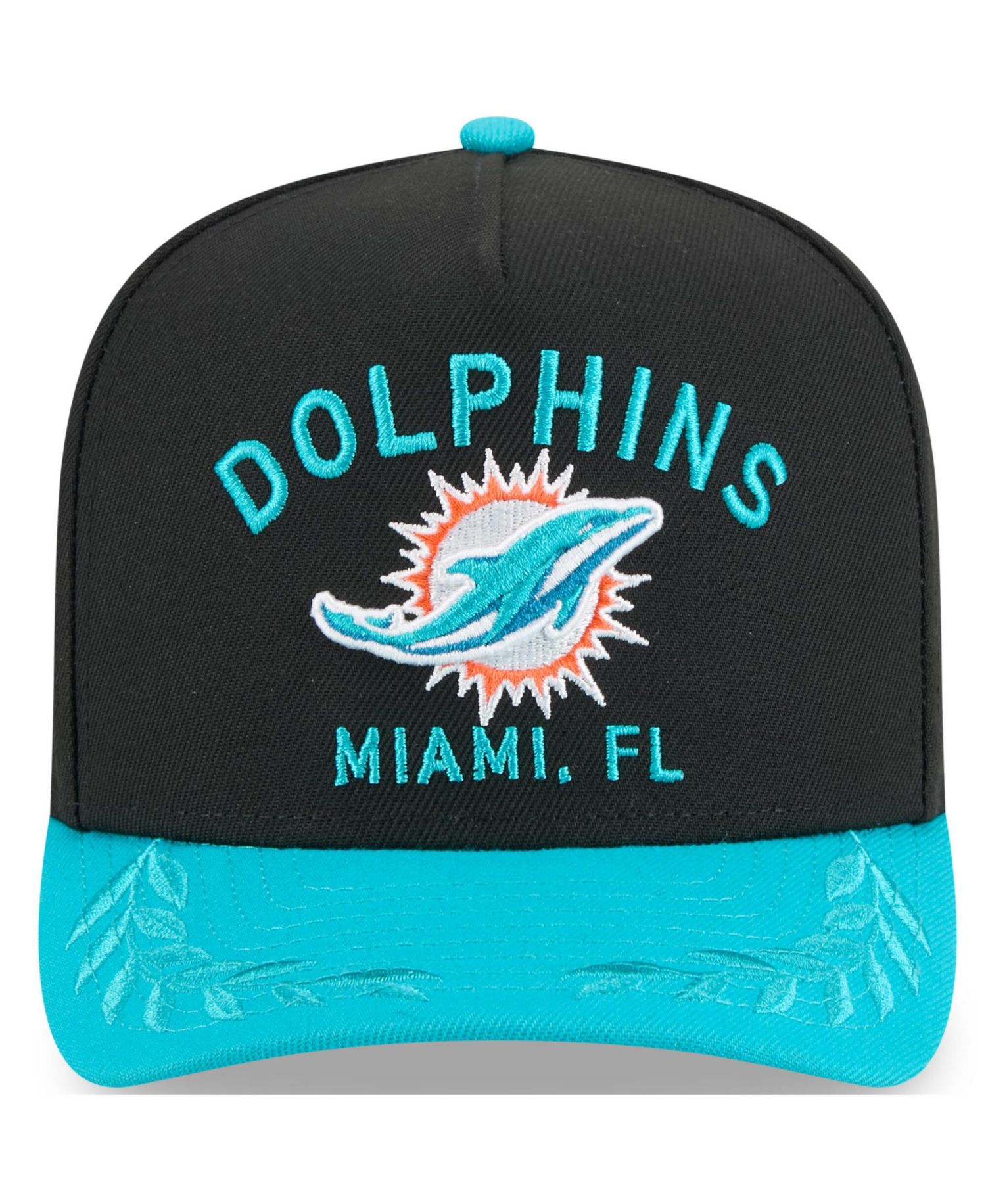 Men's Black/Aqua Miami Dolphins 2025 NFL Draft A-Frame 9FIFTY Snapback Hat