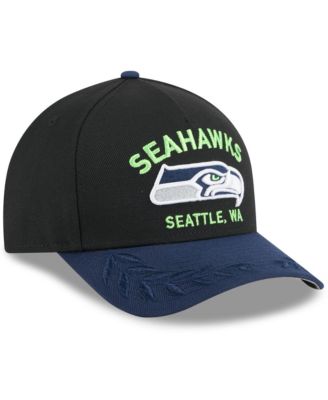 Men's Black/ College Navy Seattle Seahawks 2025 NFL Draft 9FORTY A-Frame M-Crown Adjustable Hat
