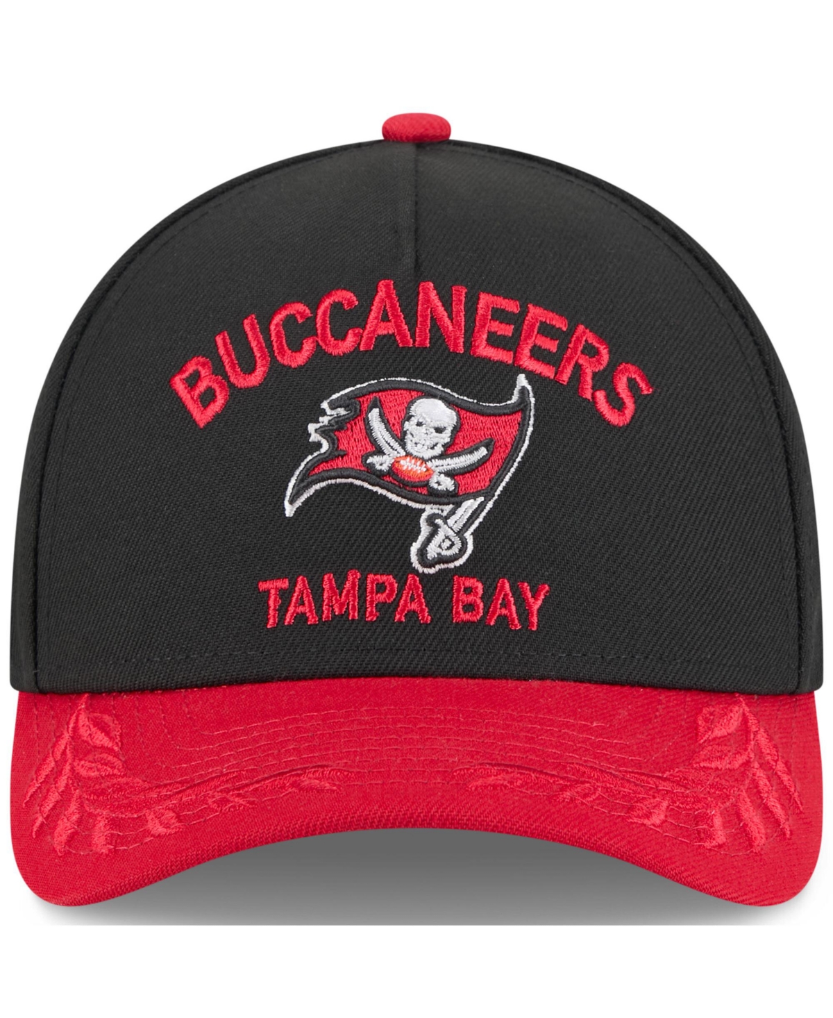 Shop New Era Men's Black/red Tampa Bay Buccaneers 2025 Nfl Draft 9forty A-frame M-crown Adjustable Hat In Black,red