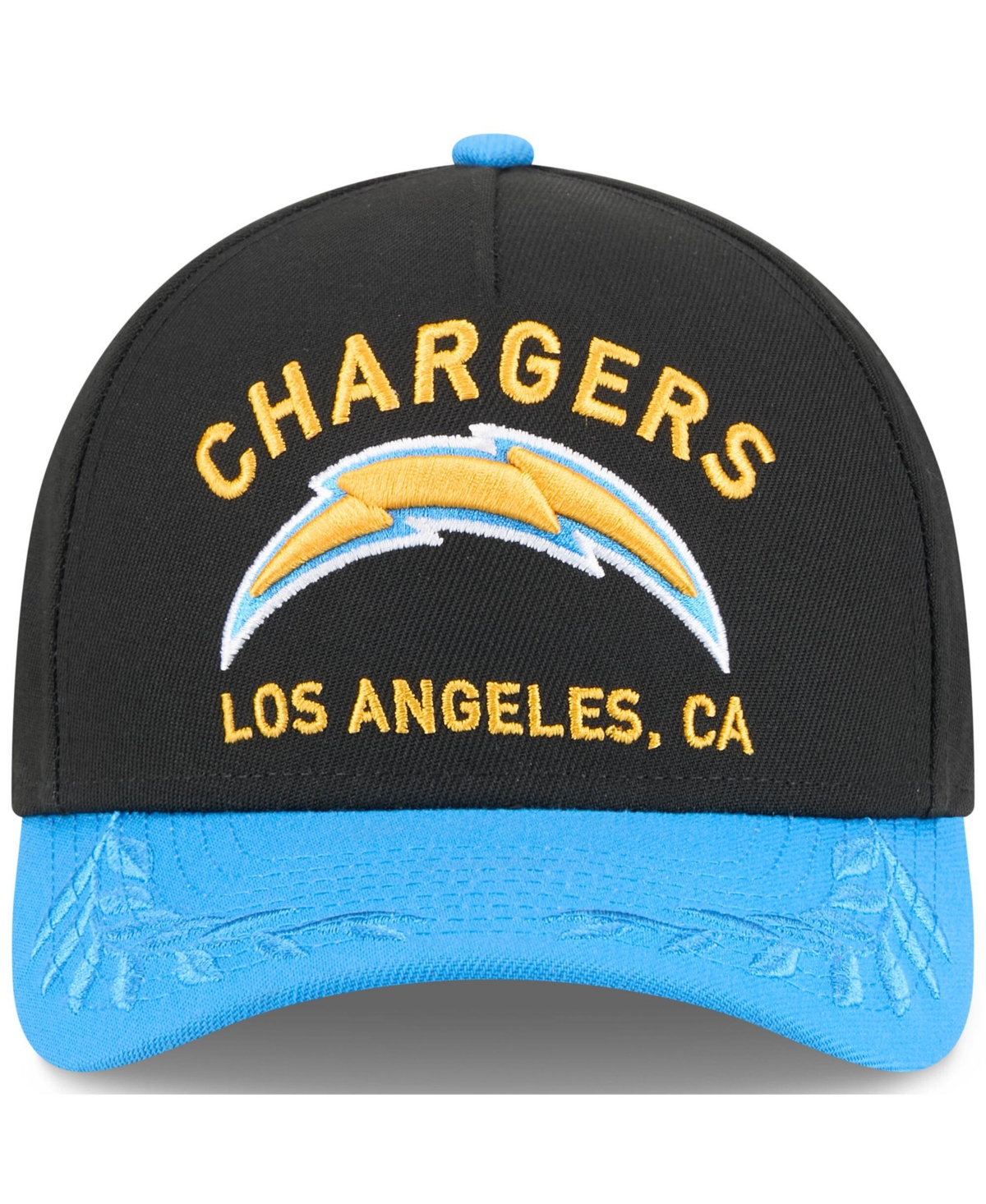New Era Men's Black/Powder Blue Los Angeles Chargers 2025 Nfl Draft 9FORTY A-Frame M-Crown Adjustable Hat