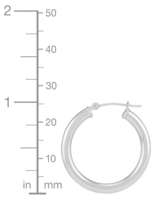 Polished Tube Small Hoop Earrings in 14k White Gold, 1"