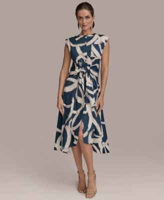 【Donna Karan New York】Printed Tie-Front Dress Donna Karan New York Women's Printed Tie-Front Dress - Macy's