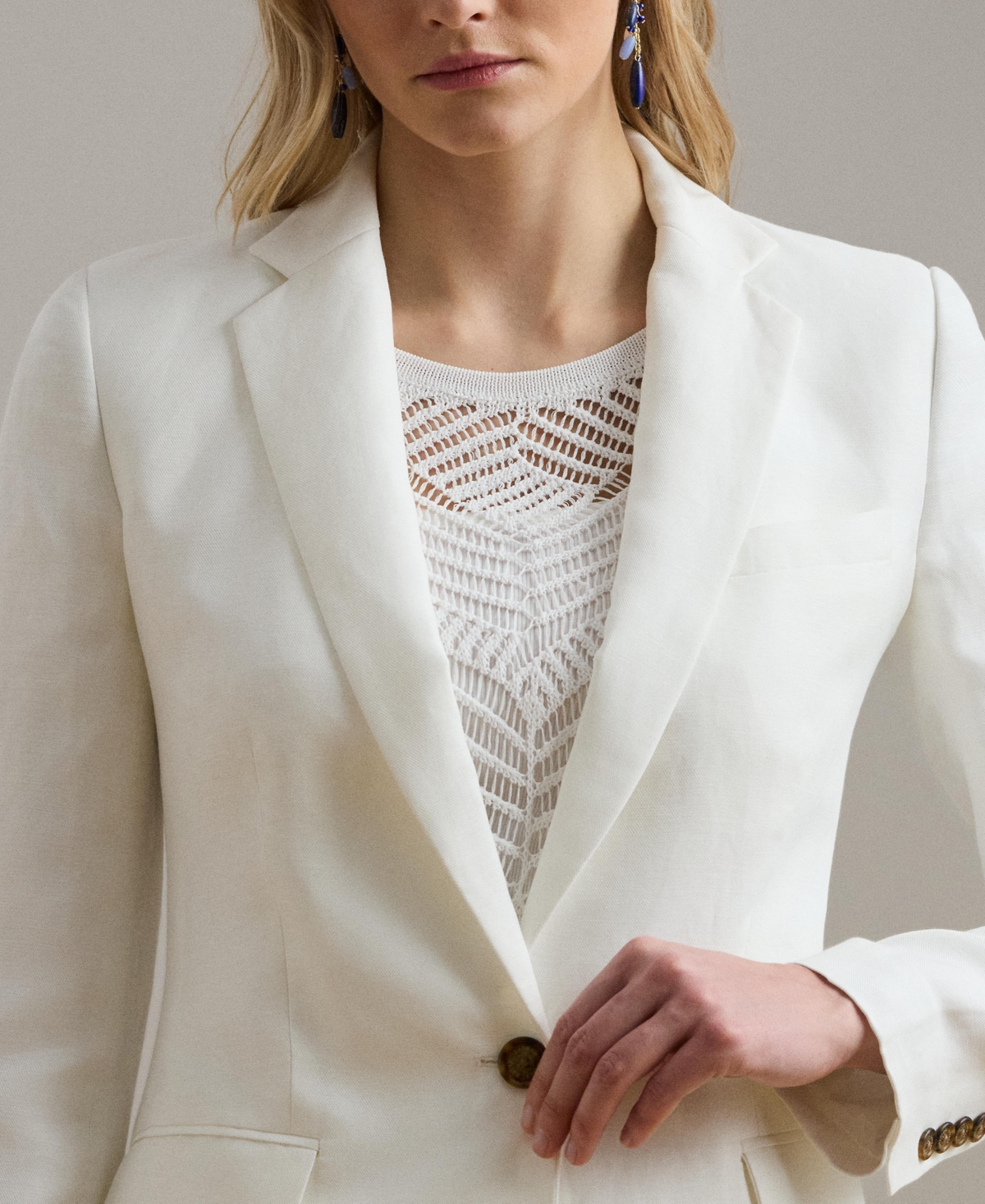 RALPH LAUREN WOMEN'S LINEN-BLEND TWILL BLAZER 