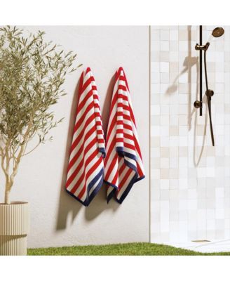 Oversized Cotton Stripe Border Beach Towel