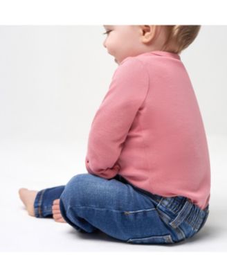 Baby Boys Neutral Straight Fit Jeans With Elastic Back