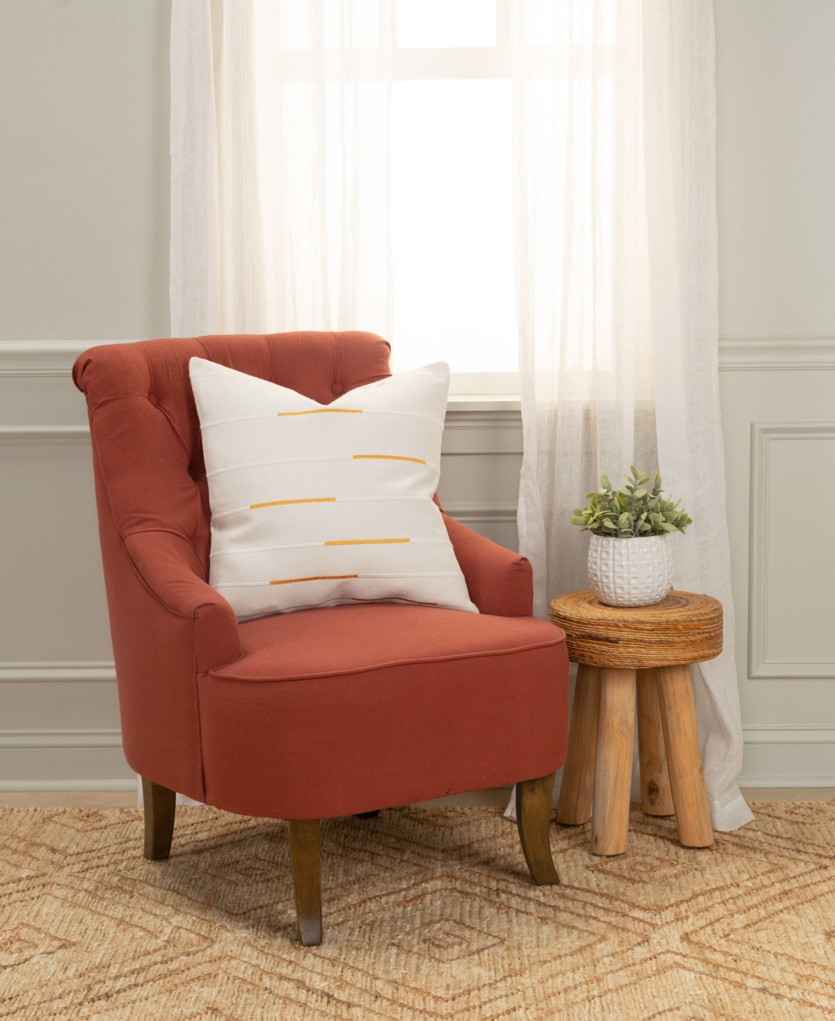 RIZZY HOME GLAM STRIPED WOVEN DECORATIVE PILLOW, 20" X 20"