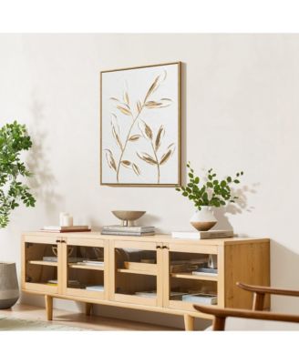 White with Gold Flower Canvas Framed Wall Decor