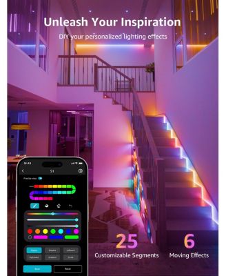 S1 16.4ft AI Smart RGBIC LED Strip Lights for Party Holiday Room Decor, Rainbow Chasing Effects, APP Control No Remote, WiFi Bluetooth