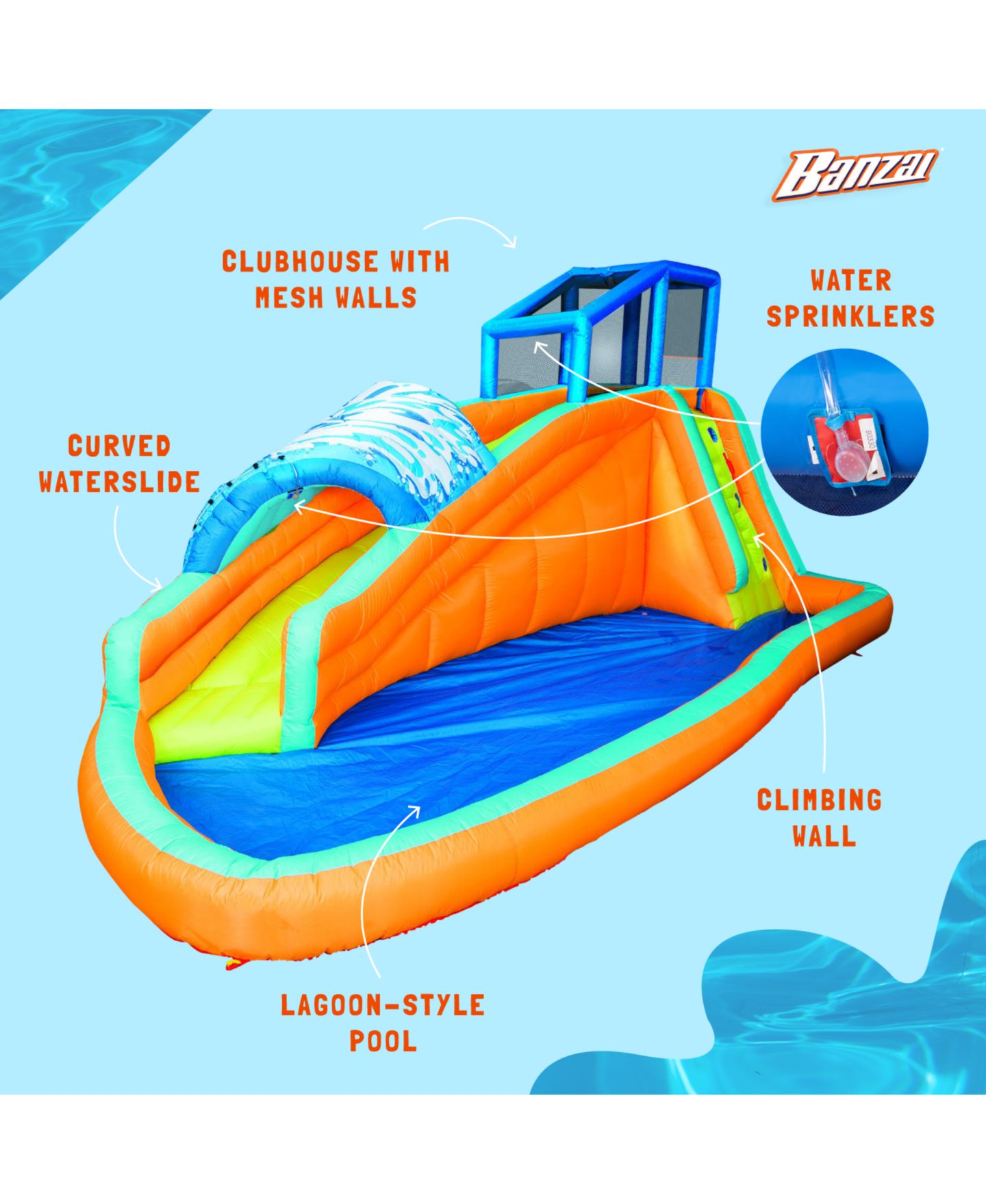 Детская игрушка Banzai Surf Rider Inflatable Water Slide Splash Park, Up to 5 People, Ages 5+ — фото 3