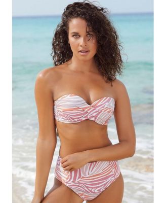 Women's Zebra Print Bandeau Bikini Swimsuit Top Bra Sizing