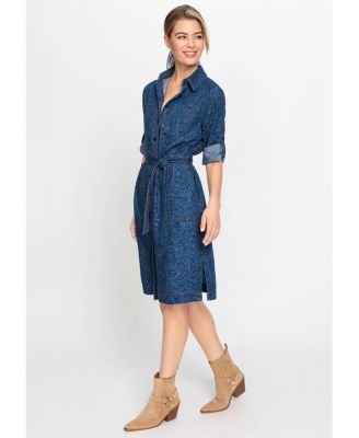 Women's Paisley Denim Shirt Dress