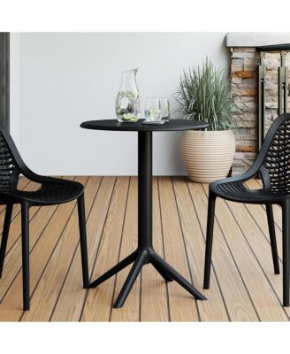 23.5" Outdoor Polypropylene Resin Round Patio Bistro Dining Table for 2