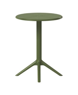 23.5" Outdoor Polypropylene Resin Round Patio Bistro Dining Table for 2